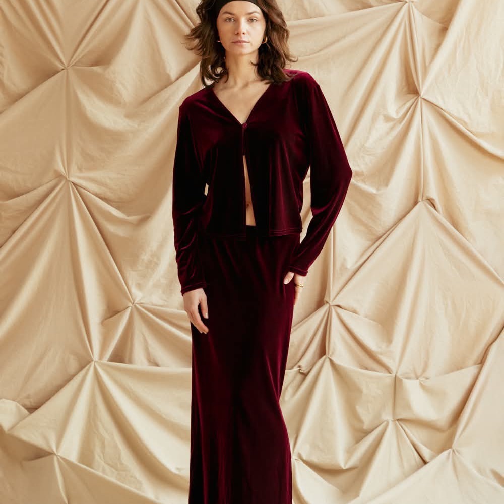 Burgundy velvet set